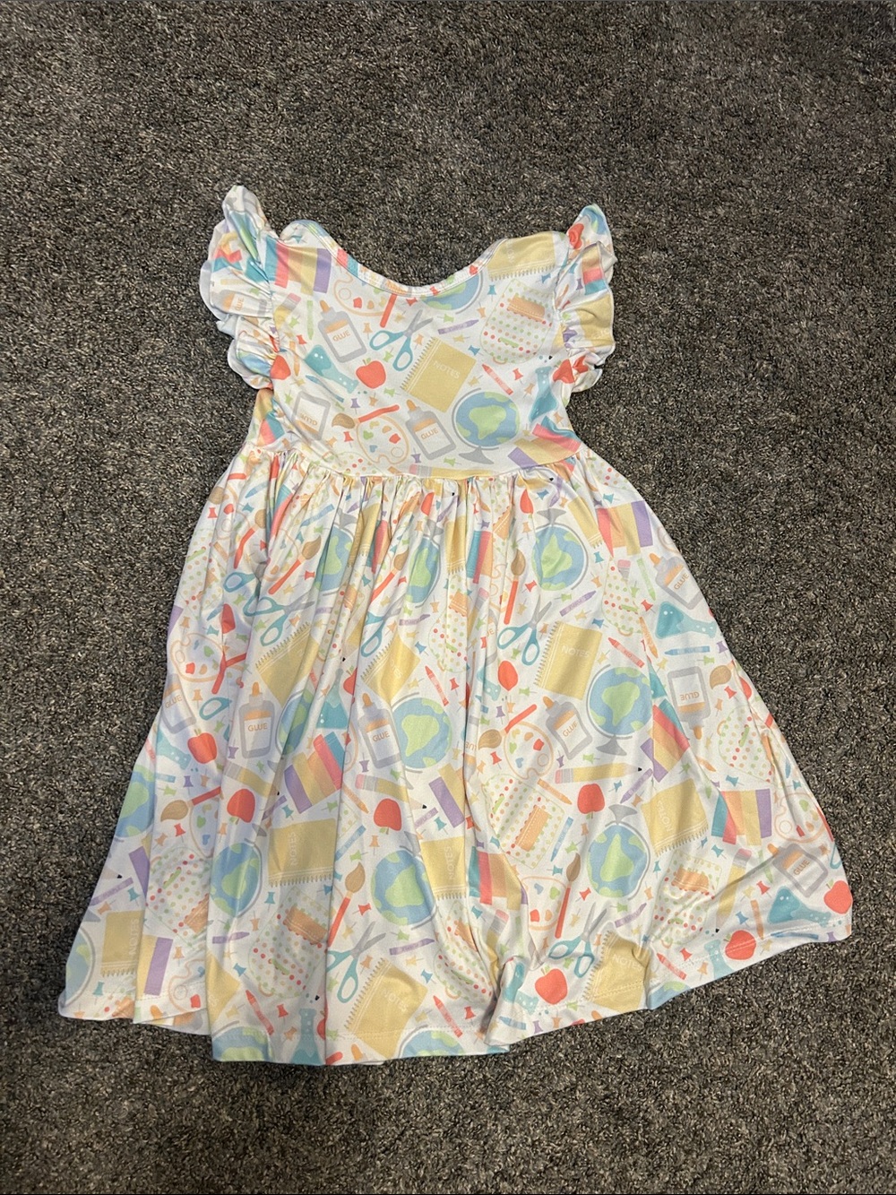 Mila & Rose Girls' Pastel School-Themed Flutter Sleeve Dress